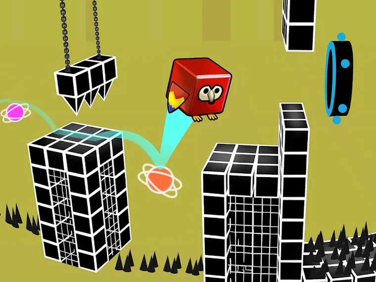 Cubos e plataformas giratórias em Impossible Jump 3D : Block Run