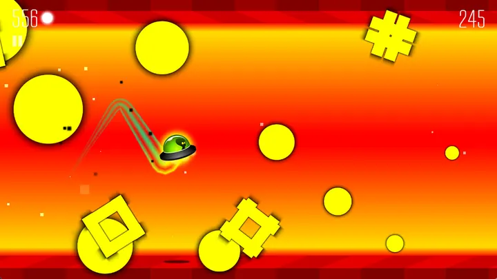Túnel geométrico laranja de Dash till Puff 2 com formas a girar