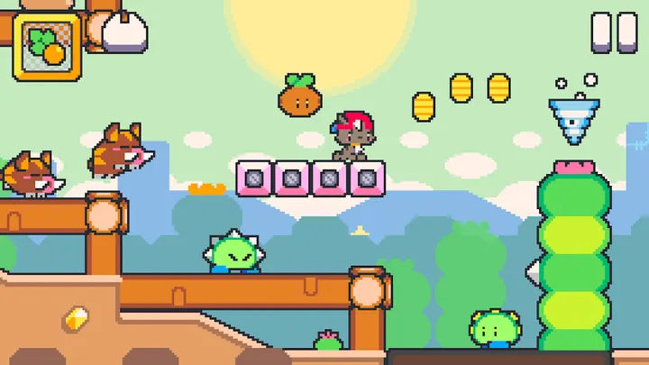 Prado verde em Super Cat Tales: PAWS com gatos e plataformas
